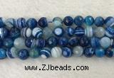 CAA2261 15.5 inches 14mm faceted round banded agate beads