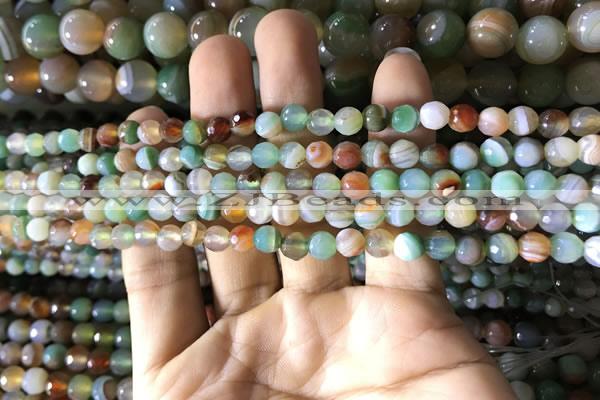 CAA2263 15.5 inches 4mm faceted round banded agate beads