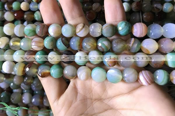 CAA2266 15.5 inches 10mm faceted round banded agate beads