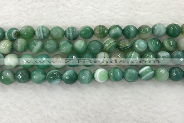 CAA2280 15.5 inches 10mm faceted round banded agate beads