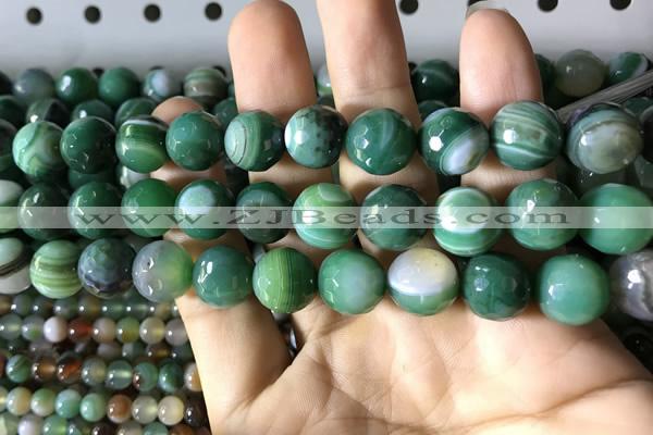 CAA2289 15.5 inches 12mm faceted round banded agate beads