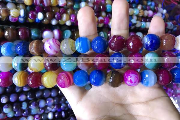 CAA2297 15.5 inches 14mm faceted round banded agate beads