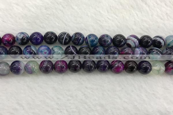 CAA2314 15.5 inches 10mm round banded agate gemstone beads