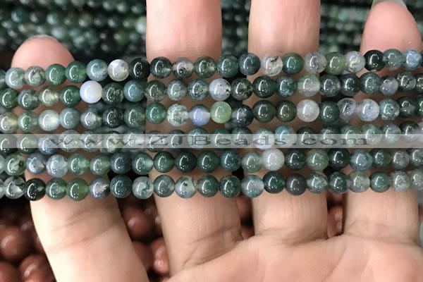 CAA2356 15.5 inches 4mm round moss agate beads wholesale