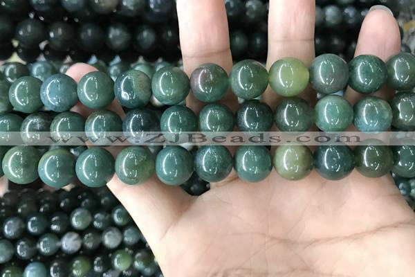 CAA2361 15.5 inches 14mm round moss agate beads wholesale