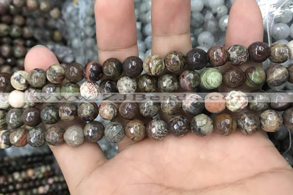 CAA2386 15.5 inches 8mm faceted round ocean agate beads wholesale