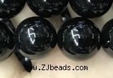 CAA2407 15.5 inches 14mm round black agate beads wholesale