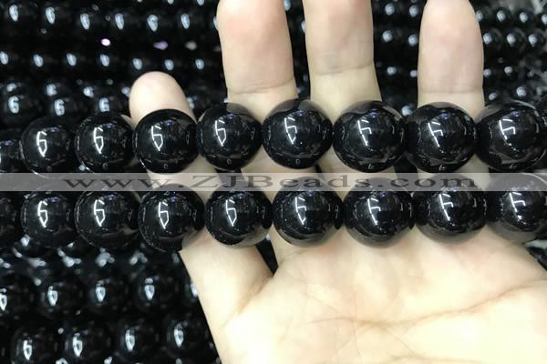 CAA2409 15.5 inches 18mm round black agate beads wholesale