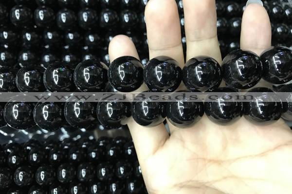 CAA2410 15.5 inches 20mm round black agate beads wholesale
