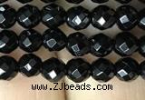 CAA2415 15.5 inches 4mm faceted round black agate beads wholesale