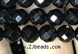 CAA2416 15.5 inches 6mm faceted round black agate beads wholesale
