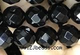 CAA2417 15.5 inches 8mm faceted round black agate beads wholesale