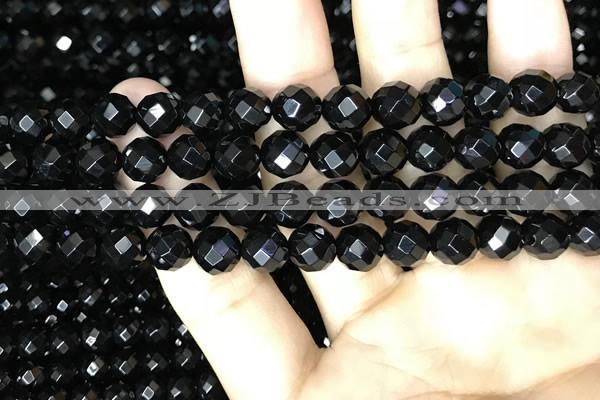CAA2418 15.5 inches 10mm faceted round black agate beads wholesale