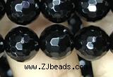 CAA2428 15.5 inches 10mm faceted round black agate beads wholesale