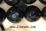 CAA2431 15.5 inches 16mm faceted round black agate beads wholesale