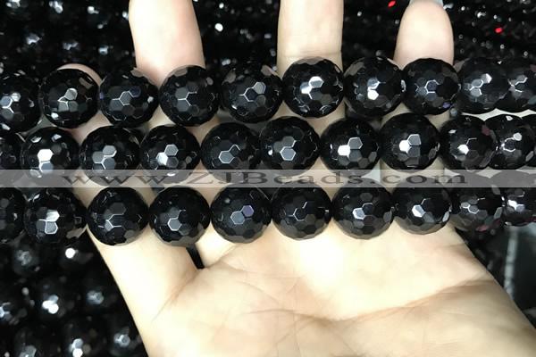 CAA2433 15.5 inches 20mm faceted round black agate beads wholesale