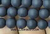 CAA2448 15.5 inches 6mm round matte black agate beads wholesale