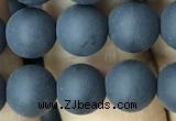 CAA2450 15.5 inches 10mm round matte black agate beads wholesale