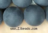 CAA2455 15.5 inches 20mm round matte black agate beads wholesale