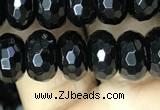 CAA2471 15.5 inches 6*10mm faceted rondelle black agate beads