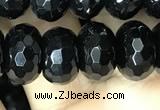 CAA2472 15.5 inches 8*12mm faceted rondelle black agate beads