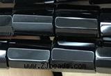 CAA2479 15.5 inches 10*14mm faceted tube black agate beads