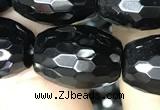 CAA2505 15.5 inches 15*20mm faceted rice black agate beads wholesale