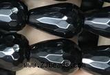 CAA2513 15.5 inches 8*12mm faceted teardrop black agate beads