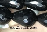 CAA2516 15.5 inches 13*18mm faceted teardrop black agate beads