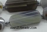 CAA253 15.5 inches 16*30mm faceted rectangle grey line agate beads