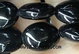 CAA2536 15.5 inches 8*10mm oval black agate beads wholesale