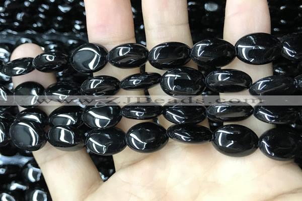 CAA2538 15.5 inches 10*14mm oval black agate beads wholesale