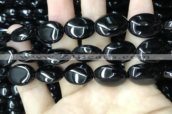 CAA2540 15.5 inches 13*18mm oval black agate beads wholesale