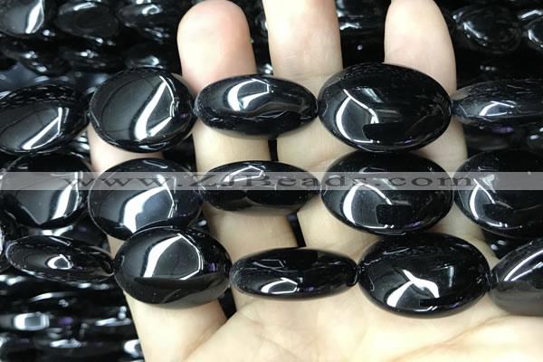 CAA2543 15.5 inches 22*30mm oval black agate beads wholesale