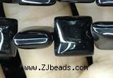 CAA2554 15.5 inches 8*8mm square black agate beads wholesale