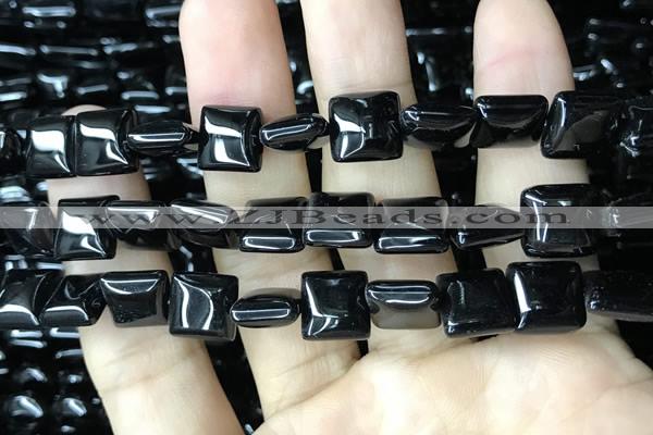 CAA2556 15.5 inches 12*12mm square black agate beads wholesale