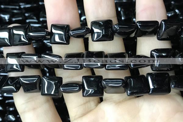 CAA2557 15.5 inches 14*14mm square black agate beads wholesale