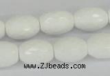 CAA26 15.5 inches 12*16mm faceted rice white agate gemstone beads