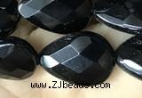 CAA2603 15.5 inches 13*18mm faceted flat teardrop black agate beads