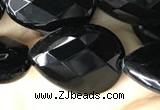 CAA2604 15.5 inches 15*20mm faceted flat teardrop black agate beads