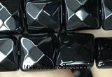 CAA2609 15.5 inches 12*12mm faceted square black agate beads