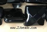 CAA2612 15.5 inches 18*18mm faceted square black agate beads