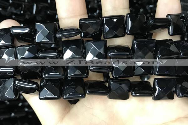 CAA2612 15.5 inches 18*18mm faceted square black agate beads