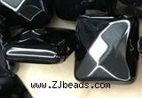 CAA2613 15.5 inches 20*20mm faceted square black agate beads