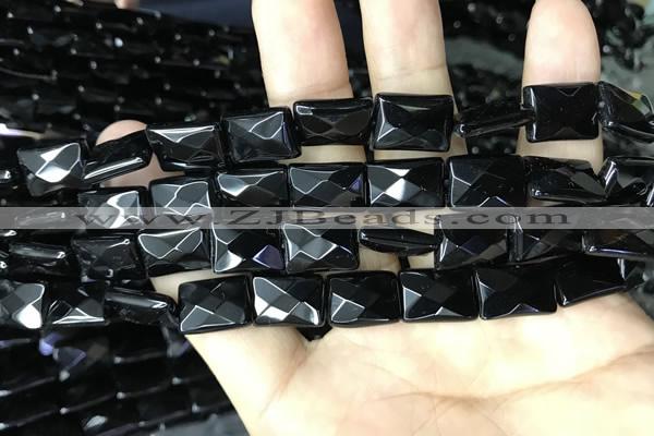 CAA2619 15.5 inches 10*14mm faceted rectangle black agate beads