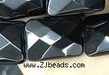 CAA2622 15.5 inches 15*20mm faceted rectangle black agate beads