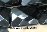 CAA2623 15.5 inches 18*25mm faceted rectangle black agate beads