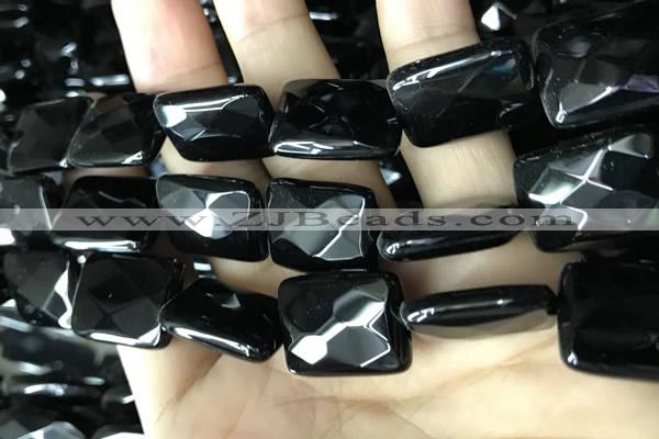 CAA2624 15.5 inches 22*30mm faceted rectangle black agate beads