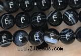 CAA2635 15.5 inches 4mm round banded black agate beads wholesale