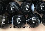 CAA2638 15.5 inches 10mm round banded black agate beads wholesale